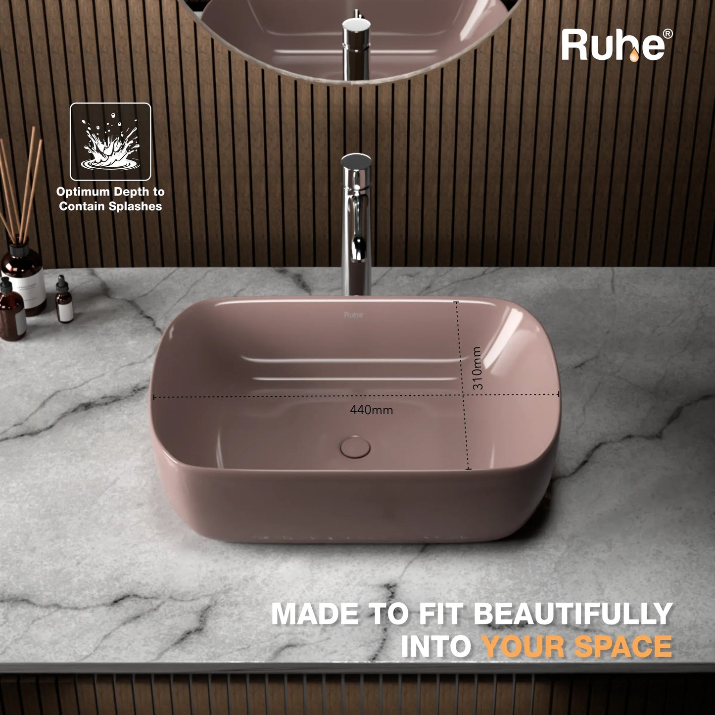 Brown Norma Table Top Wash Basin (Depth)