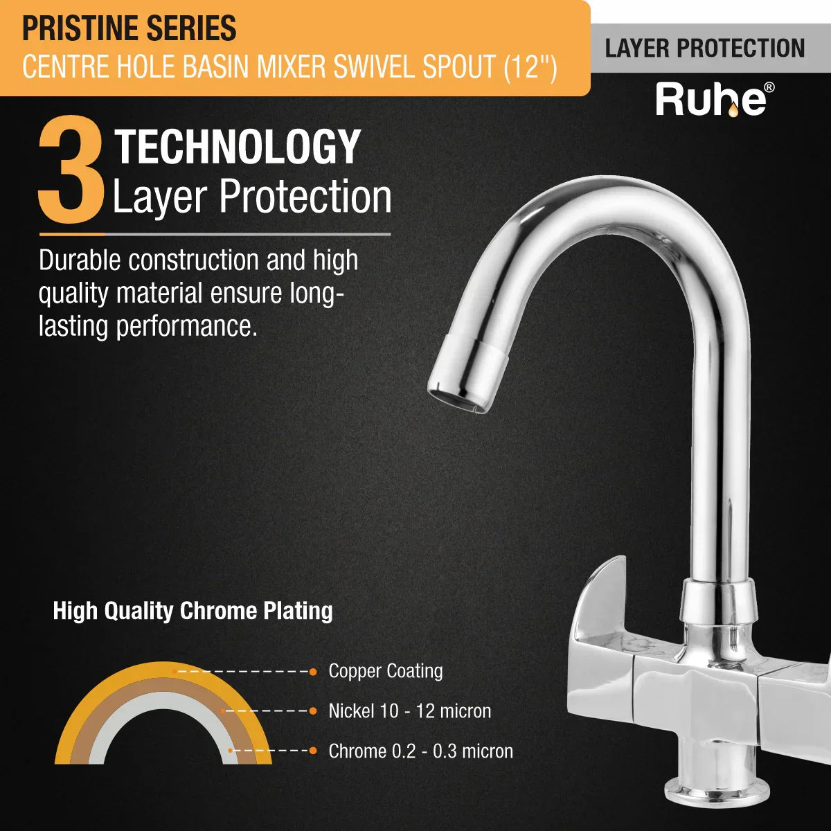 Pristine Deck Mount Wash Basin Mixer Tap with Swivel Spout