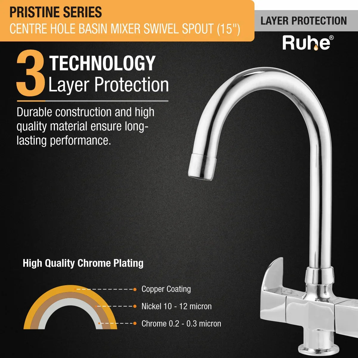 Pristine Deck Mount Wash Basin Mixer Tap with Swivel Spout
