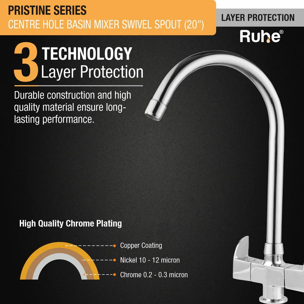 Pristine Deck Mount Wash Basin Mixer Tap with Swivel Spout