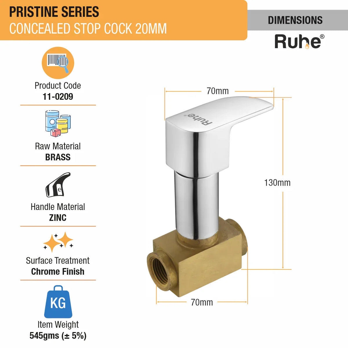 Pristine Concealed Stop Valve Brass Faucet
