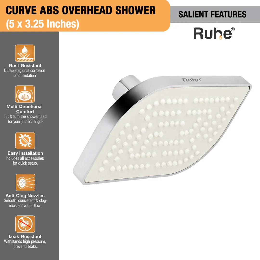 Curve ABS Overhead Shower (5 x 3.25 Inches)