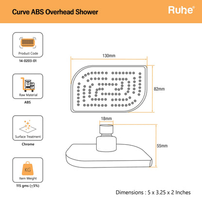 Curve Overhead Shower Dimensions