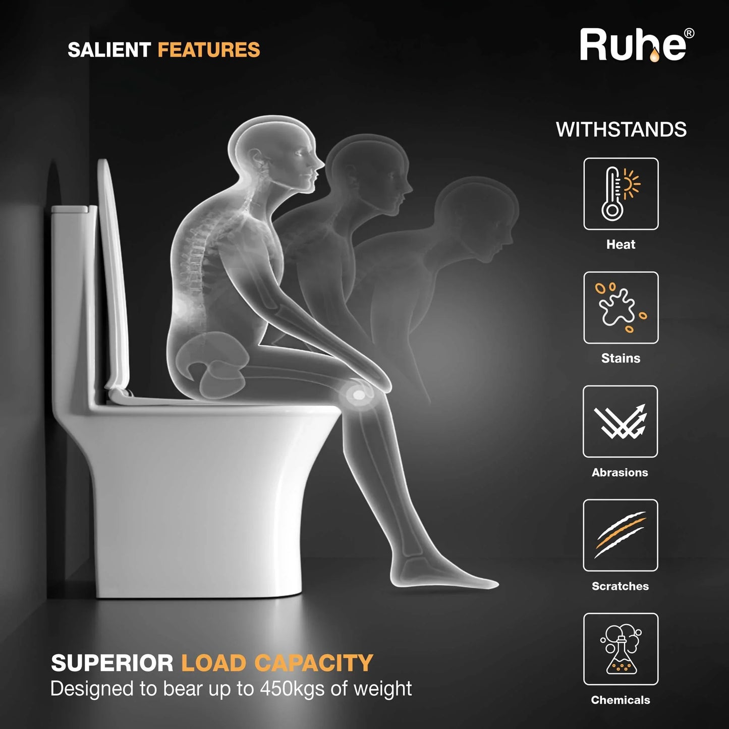 Dune One-Piece Western Commode P Trap, Superior Load Capacity