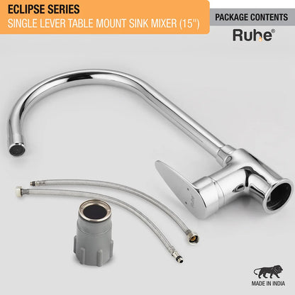 Eclipse Single Lever Table-Mount Sink Mixer Brass Faucet with Medium (15 Inches) Round Swivel Spout package