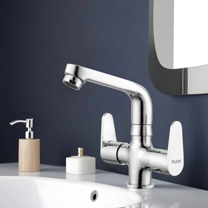 Eclipse Deck-mount Wash Basin Mixer Tap with Small Swivel Spout (7") - by Ruhe