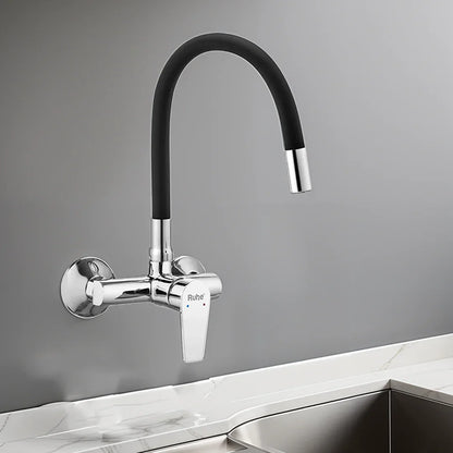 Elixir Single Lever Wall-mount Kitchen Sink Mixer Tap with Coloured Silicone Spout