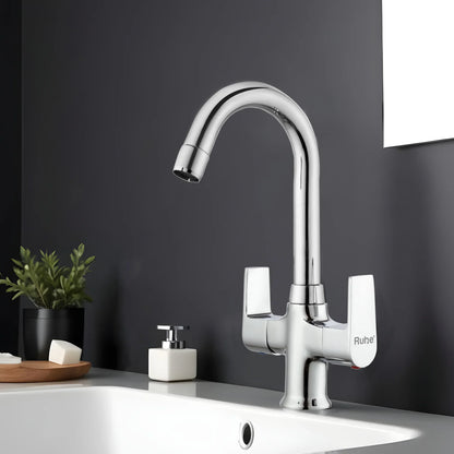 Elixir Deck Mount Wash Basin Mixer Tap with Swivel Spout