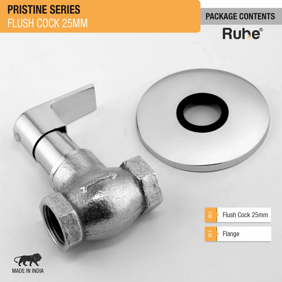 Pristine Flush Valve Brass Faucet (25mm) package content