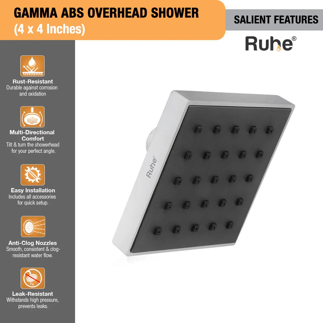 Gamma ABS Overhead Shower (4 x 4 Inches)