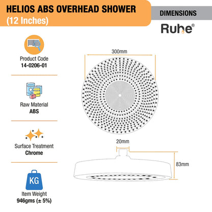 Helios ABS Overhead Shower (12 Inches)