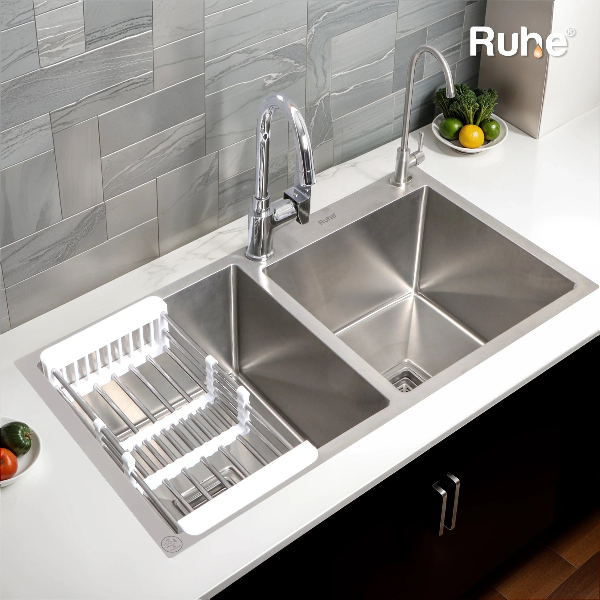 Handmade Double Bowl with Tap Hole Kitchen Sink (45 x 20 x 10 Inches)