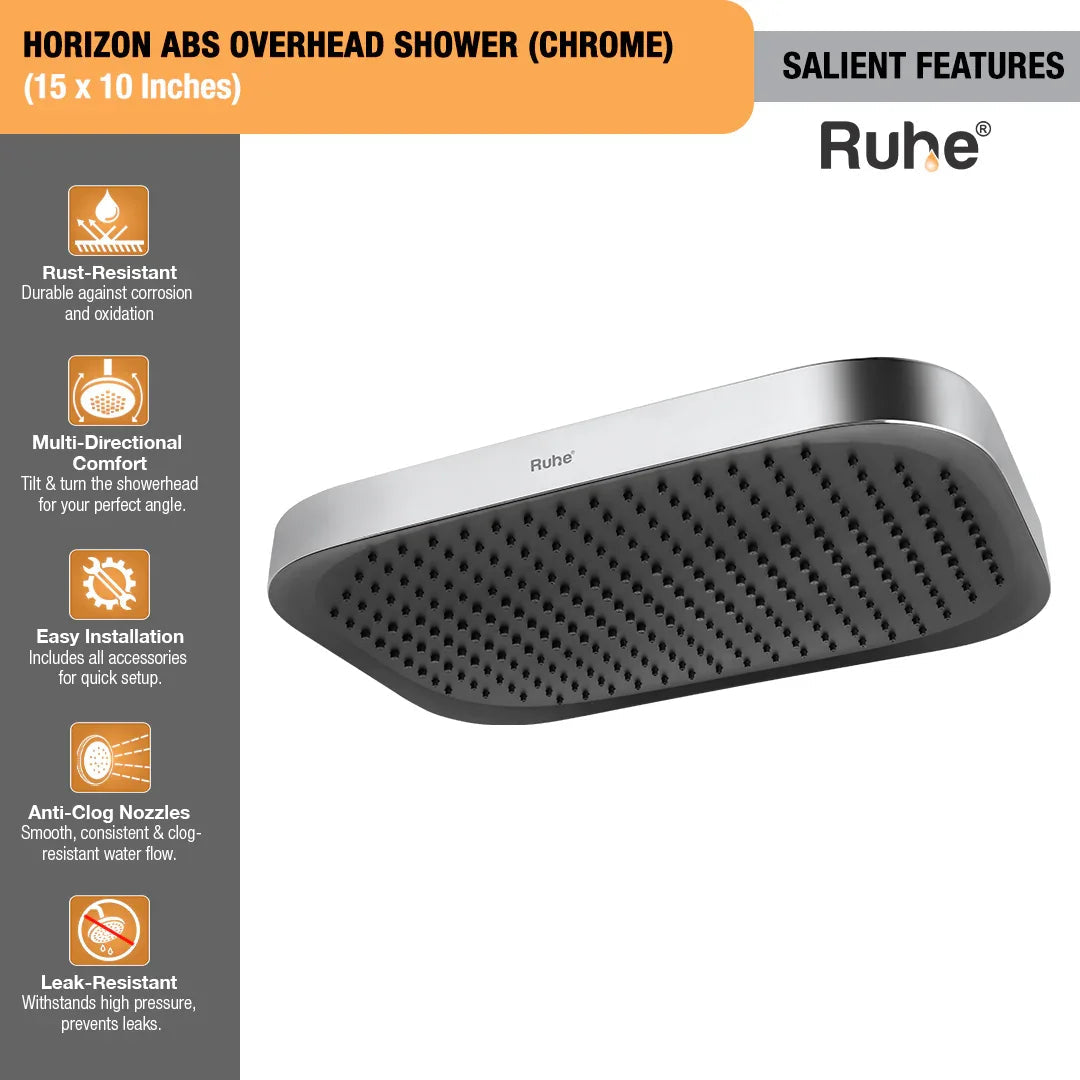 Horizon ABS Overhead Shower (Chrome) (15 x 10 Inches)