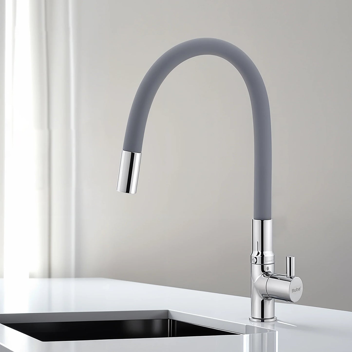 Kara Deck Mount Wash Basin Tap with Coloured Flexible Silicone Spout
