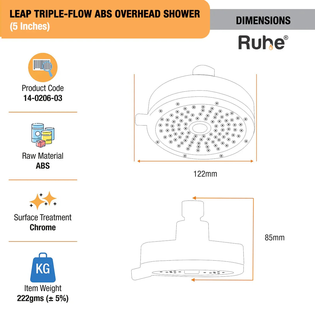 Leap Multiflow Overhead Shower Dimensions