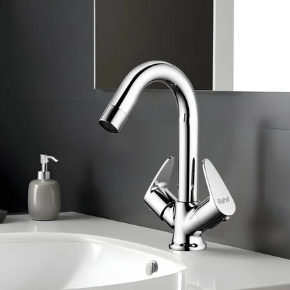 Liva Deck Mount Wash Basin Mixer Tap with Swivel Spout