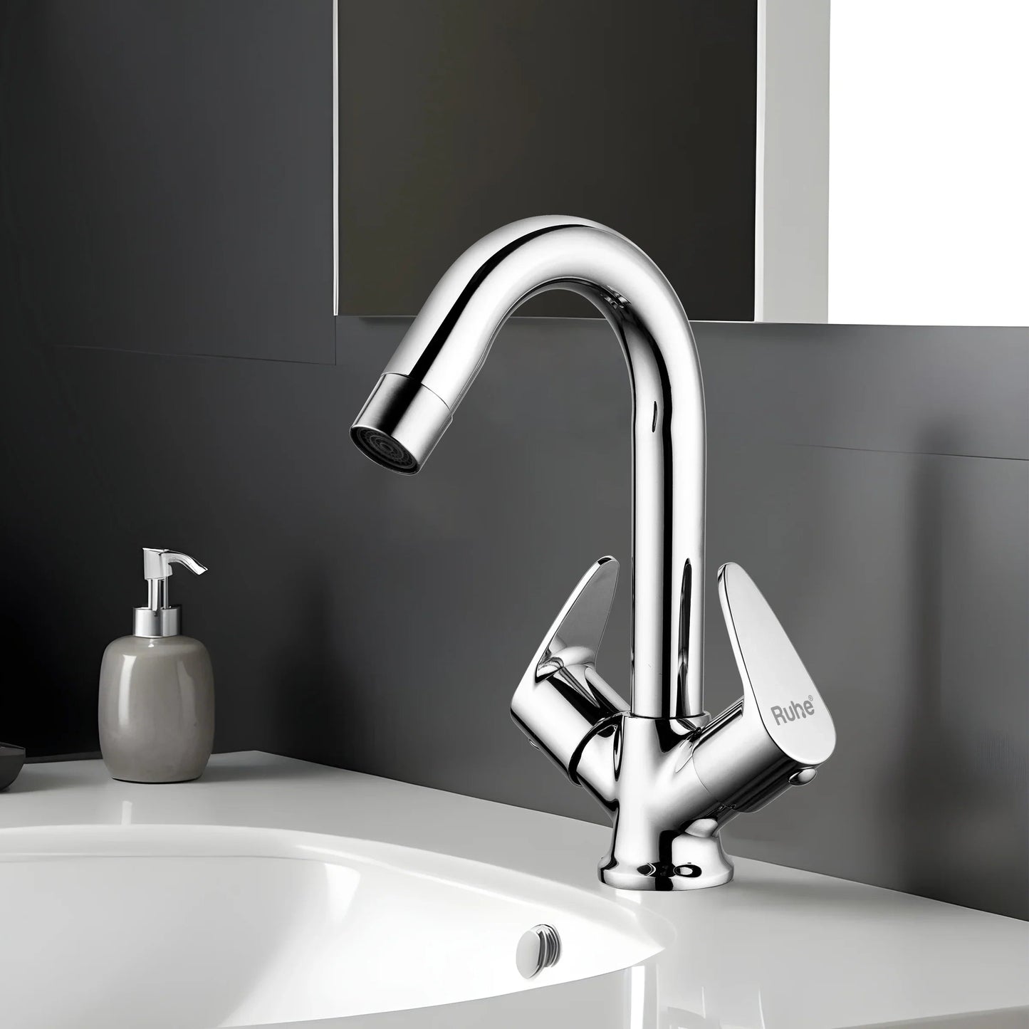 Liva Deck-mount Wash Basin Mixer Tap with Small Swivel Spout (12") - by Ruhe