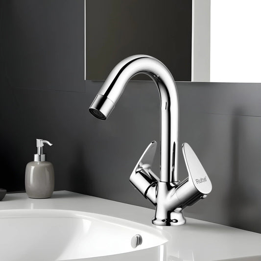 Liva Deck-mount Wash Basin Mixer Tap with Small Swivel Spout (12") - by Ruhe