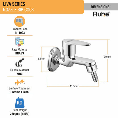 Liva Nozzle Bib Tap Brass Faucet dimensions and size