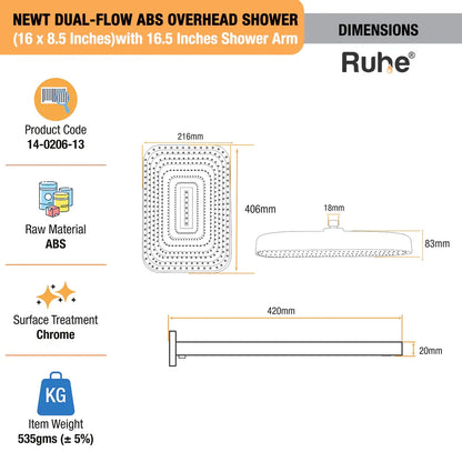 Newt Dual-Flow Overhead Shower with Shower Arm