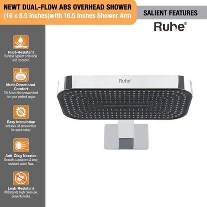 Newt Dual-Flow Overhead Shower with Shower Arm