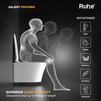 Noir Wall-Hung Western Commode White, Superior Load Capacity