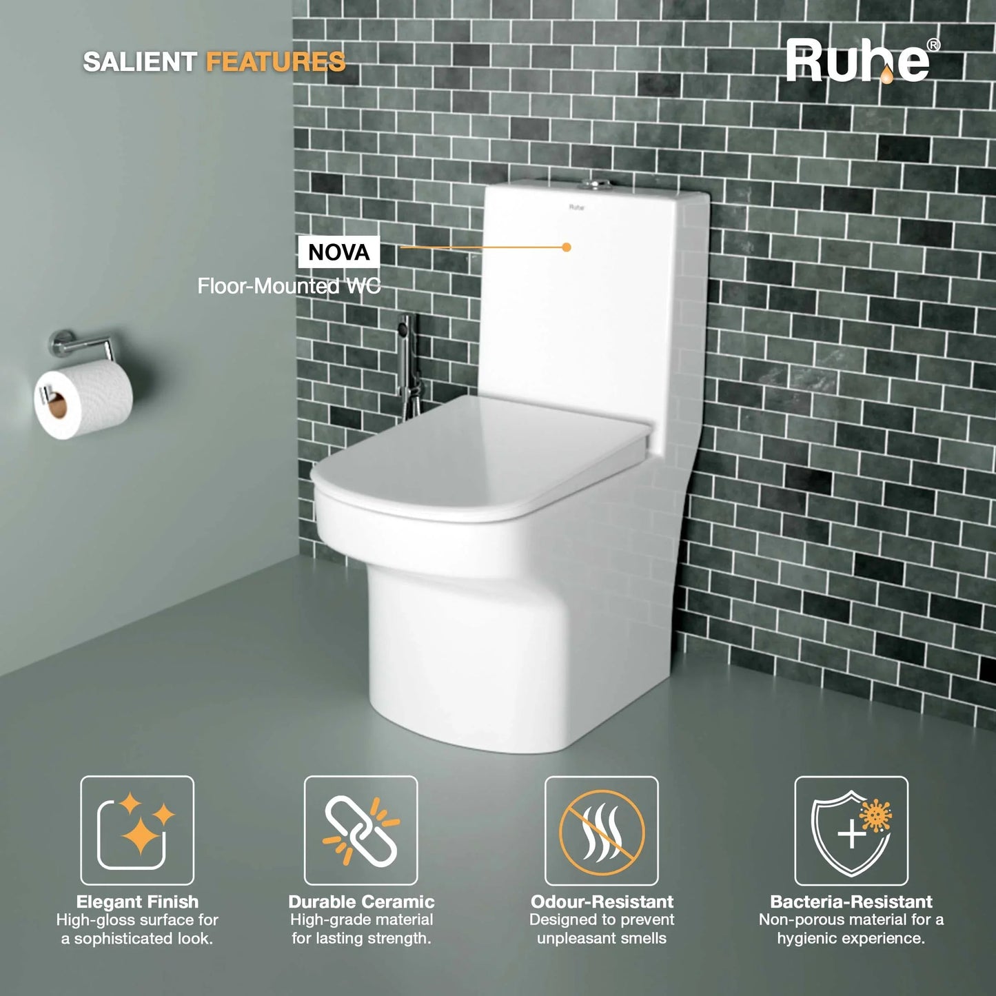Nova One-Piece Western Commode S Trap, Salient Features