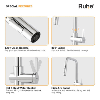 Opulo Dual Flow Pull-Out Kitchen Mixer Faucet Salient Features