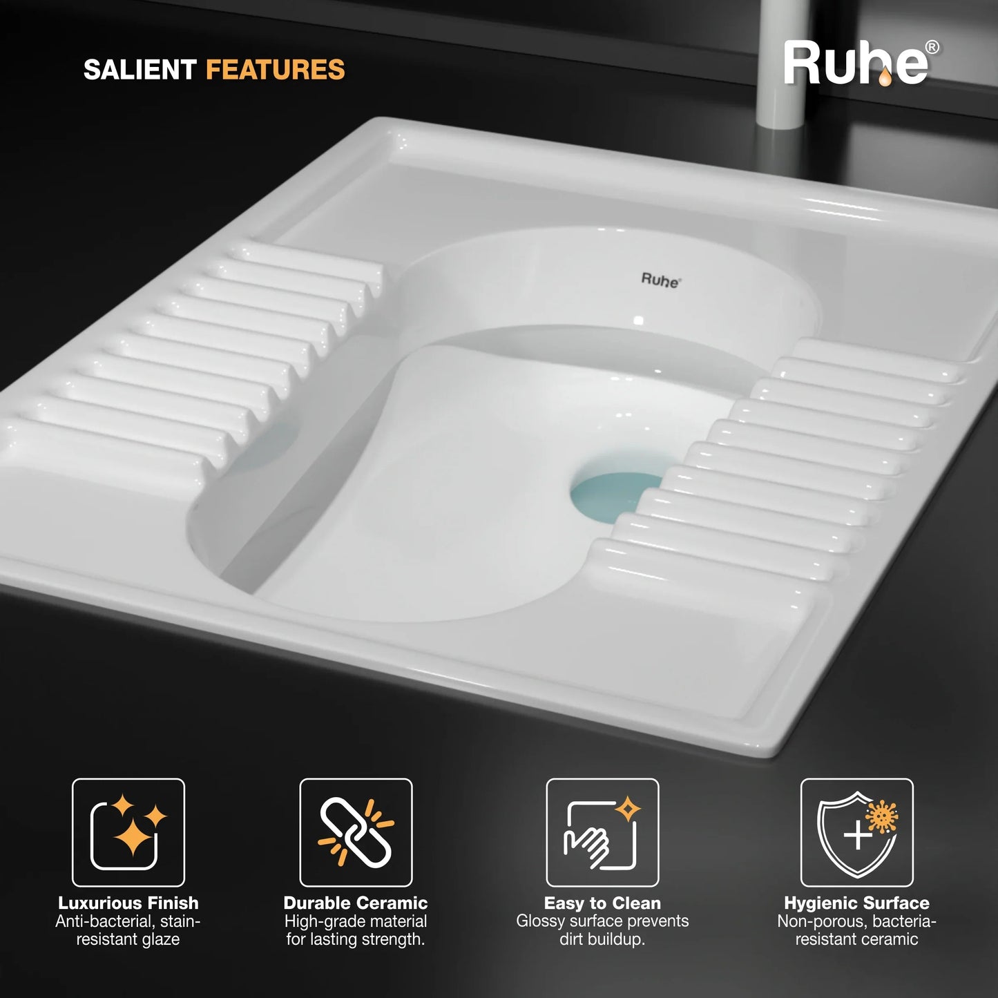 Orissa Pan Indian Toilet (21 x 16.5 x 11 inches), Salient Features