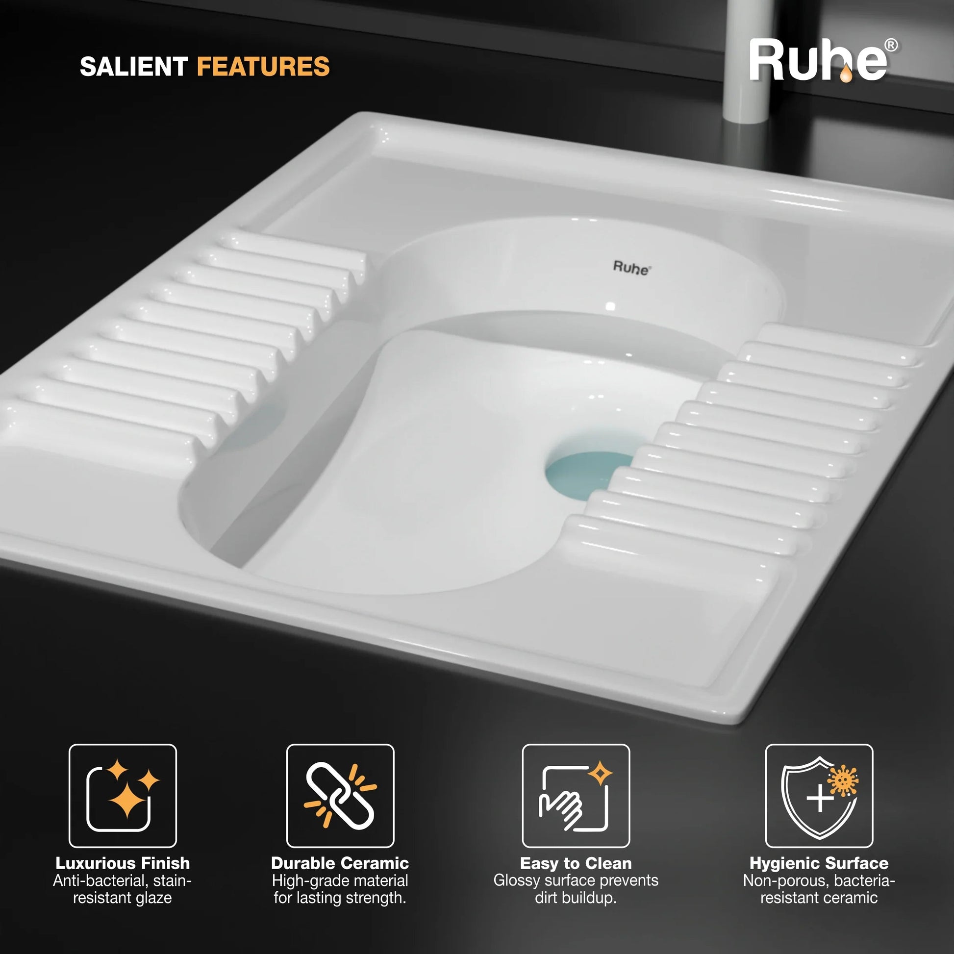Orissa Pan Indian Toilet (21 x 16.5 x 11 inches), Salient Features