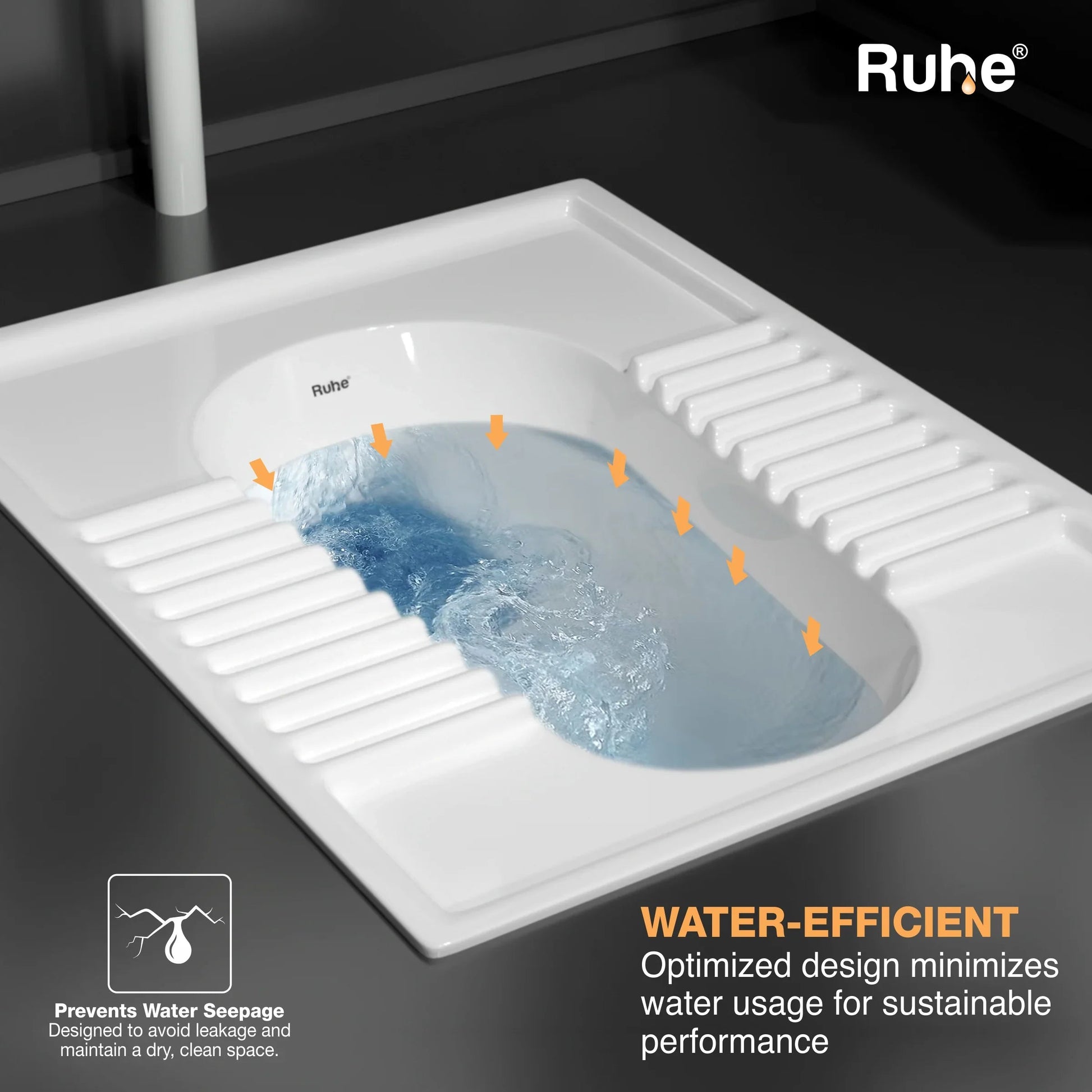 Orissa Pan Indian Toilet (21 x 16.5 x 11 inches), Water Effiecient