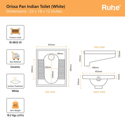 Orissa Pan Indian Toilet(Dimensions)