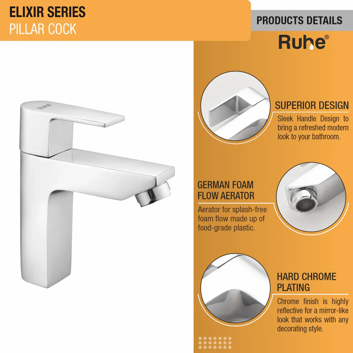 Elixir Pillar Tap Brass Faucet product details
