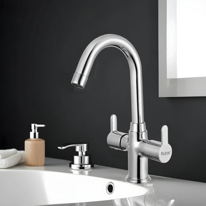Pavo Deck-mount Wash Basin Mixer Tap with Small Swivel Spout (12") - by Ruhe