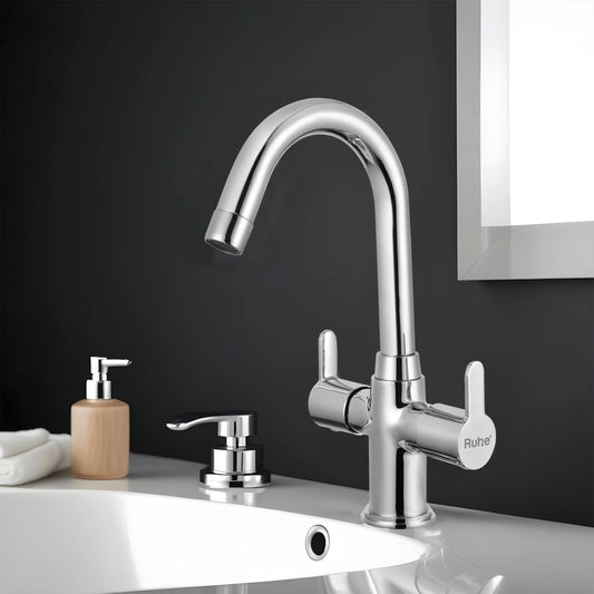 Pavo Deck-mount Wash Basin Mixer Tap with Small Swivel Spout (12") - by Ruhe