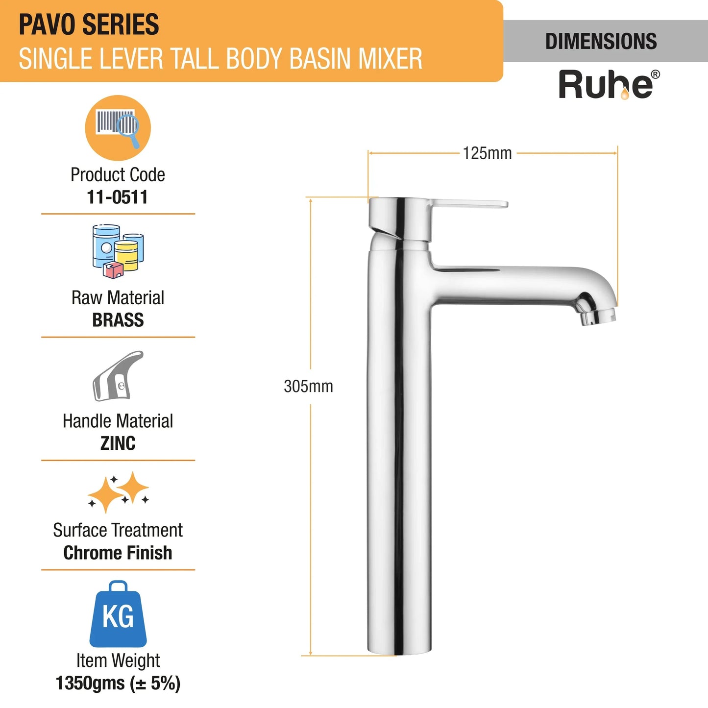 Pavo Single Lever Deck-mount Tall Body Wash Basin Mixer Tap - by Ruhe