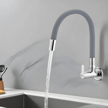Pavo Wall Mount Kitchen Sink Tap with Coloured Flexible Silicone Spout