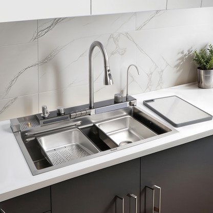 Piano Silver Smart Kitchen Sink (30 x 18 x 9 Inches) 