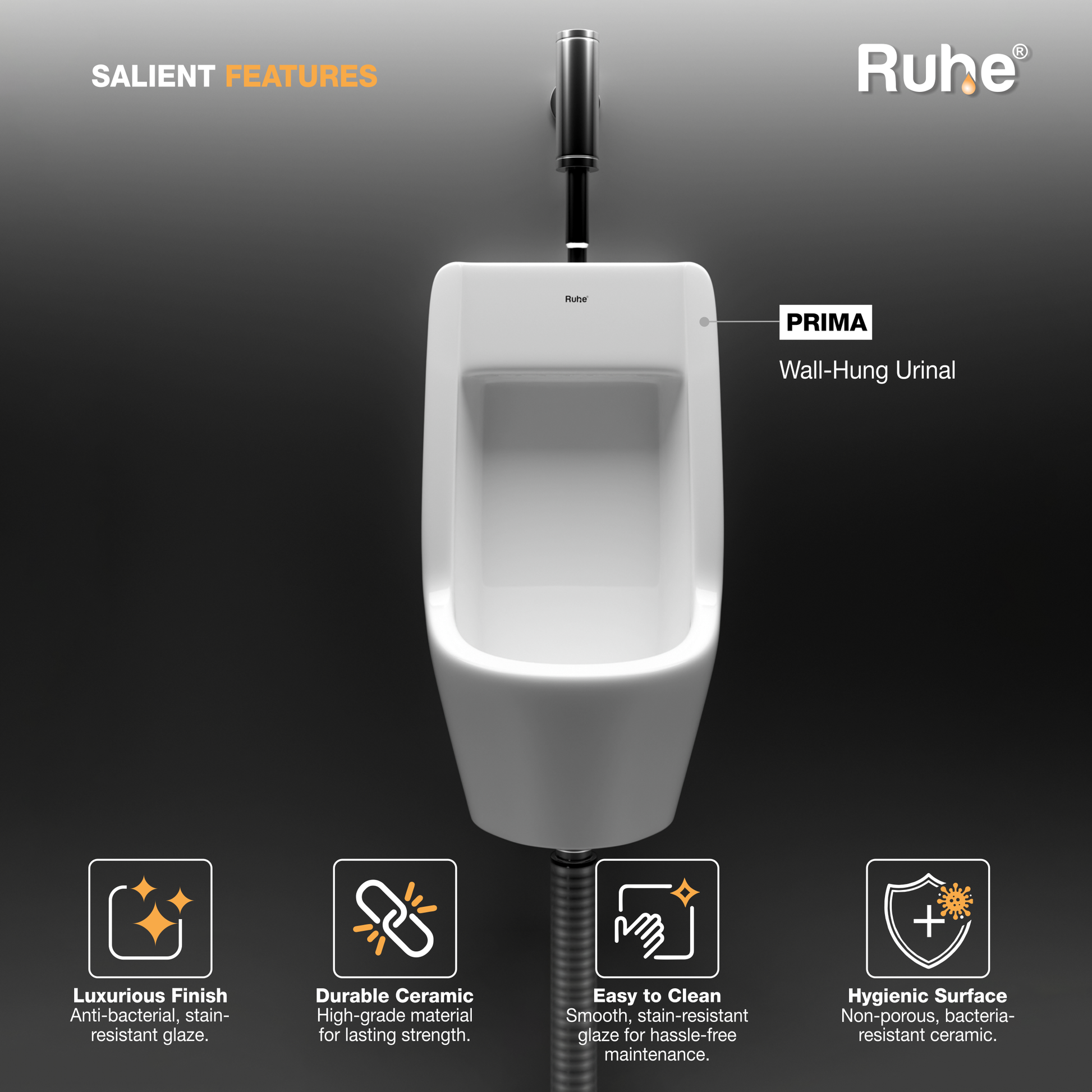 Prima Wall-Hung Urinal (White), Salient Features