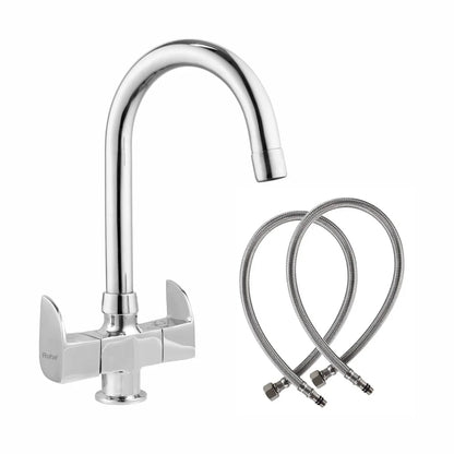 Pristine Deck Mount Wash Basin Mixer Tap with Swivel Spout