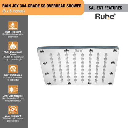 Rain Joy 304-Grade SS Overhead Shower