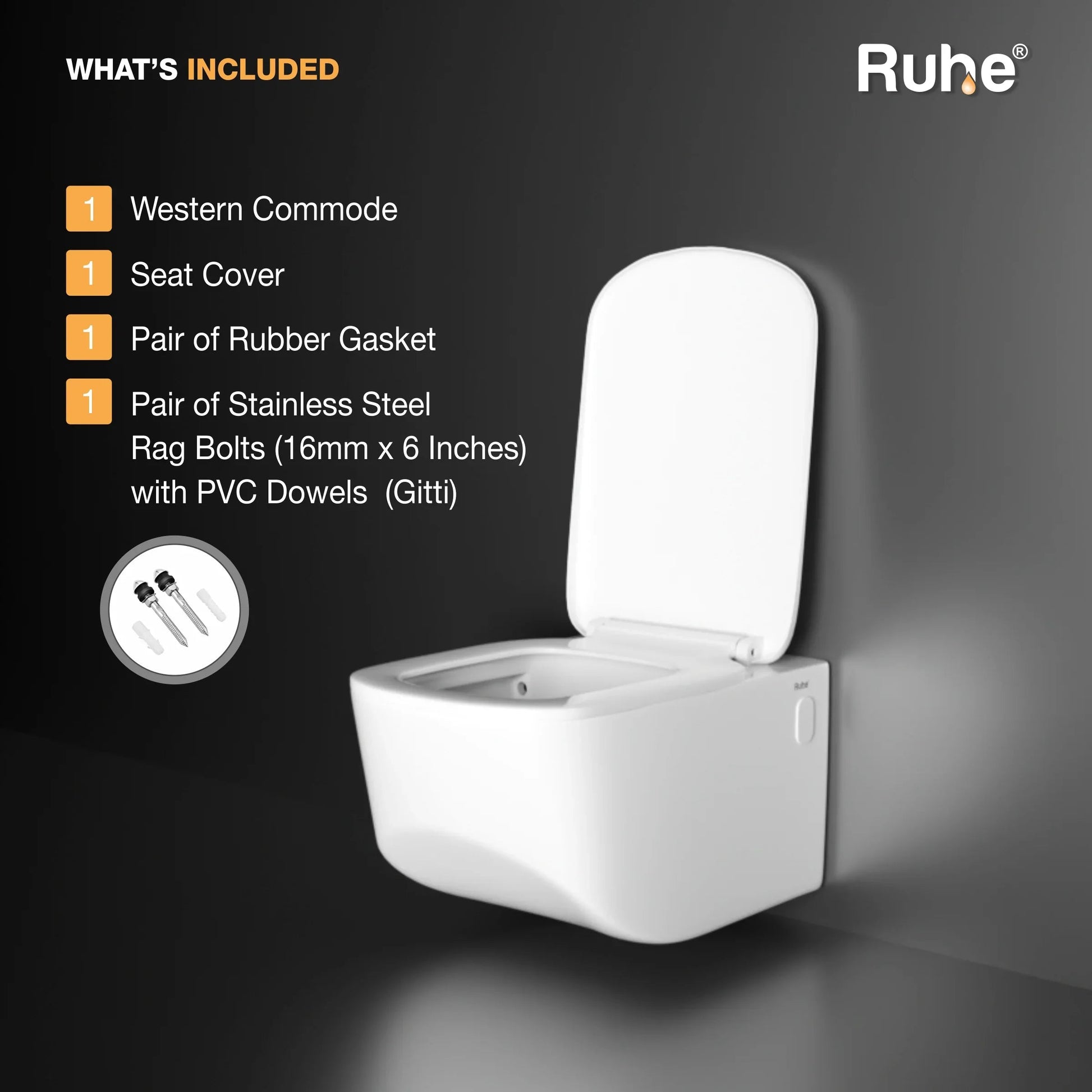 Risa Wall Hung Western Commode, What's Included