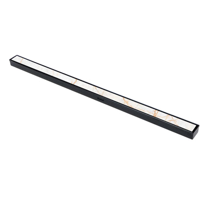 Marble Insert Shower Drain Channel (36 x 2 Inches) Black PVD Coated - by Ruhe