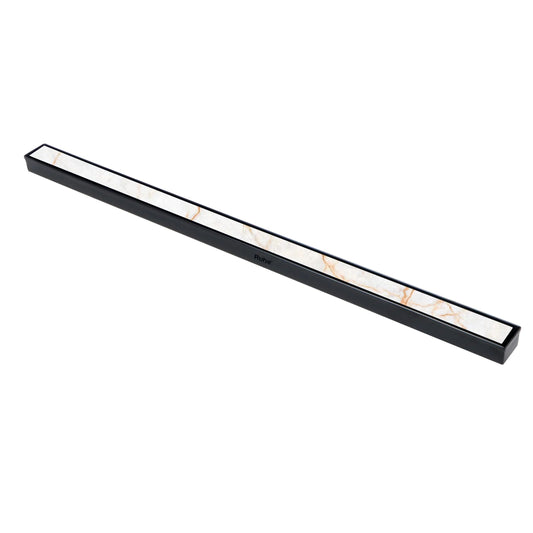 Marble Insert Shower Drain Channel (36 x 2 Inches) Black PVD Coated - by Ruhe