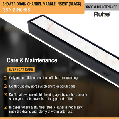Marble Insert Shower Drain Channel (36 x 2 Inches) Black PVD Coated - by Ruhe