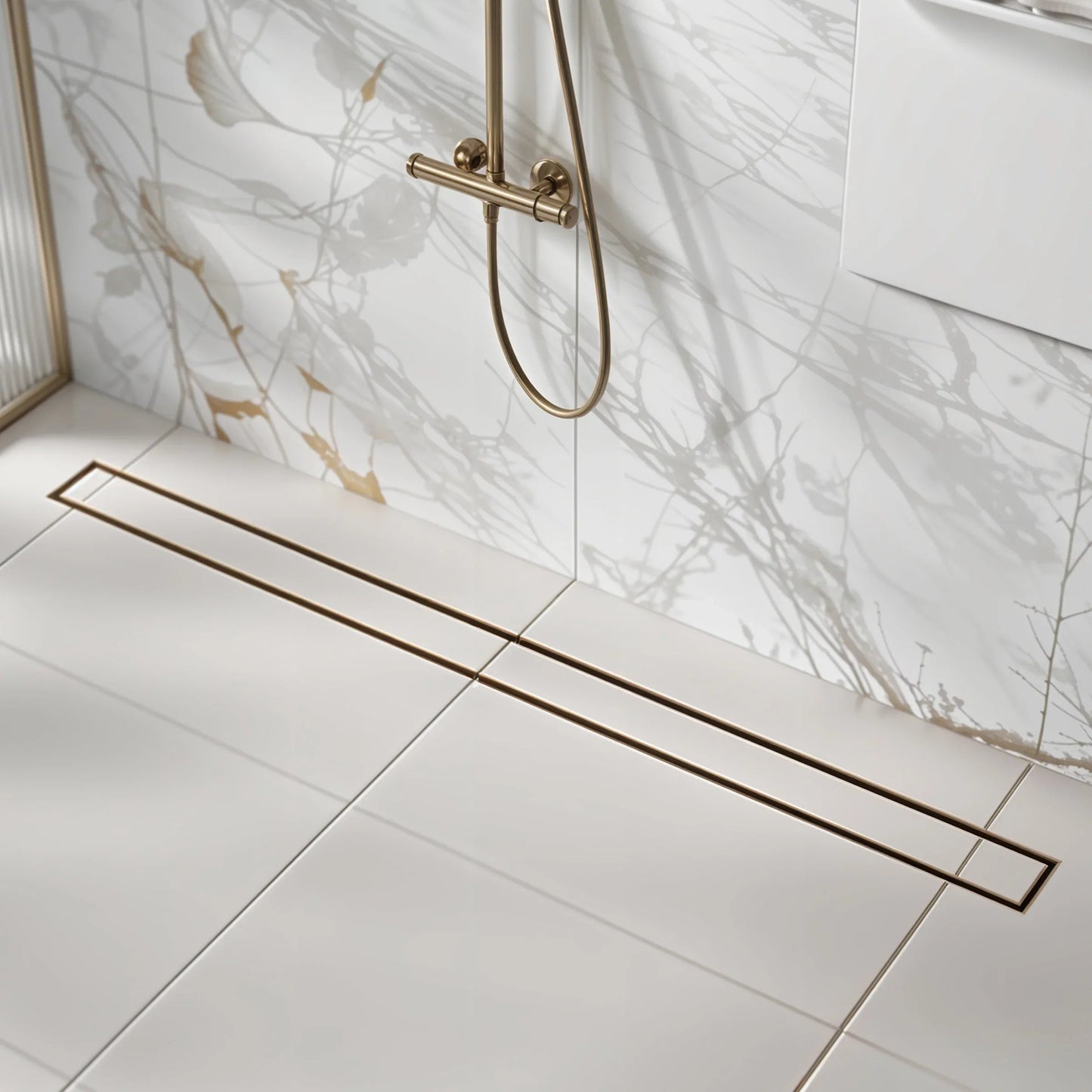 Marble Insert Shower Drain Channel (36 x 2 Inches) Black PVD Coated - by Ruhe