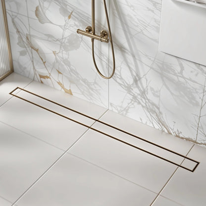 Marble Insert Shower Drain Channel (36 x 2 Inches) Black PVD Coated - by Ruhe