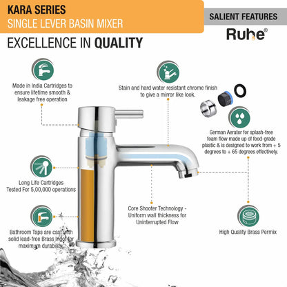 Kara Single Lever Basin Mixer Brass Faucet features and benefits
