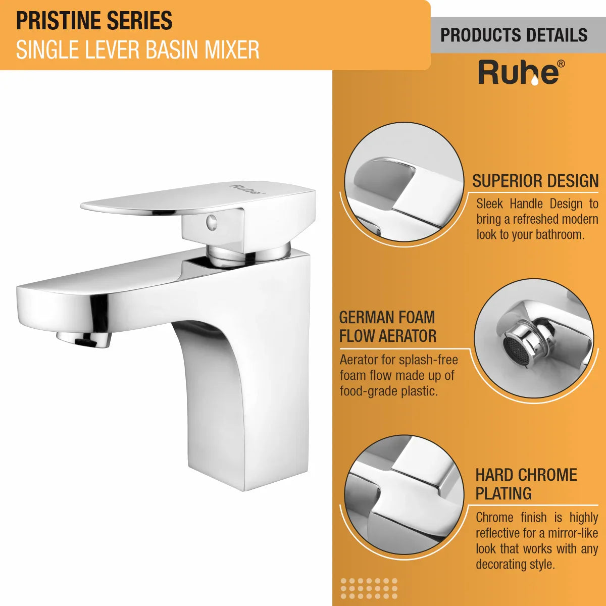 Pristine Single Lever Basin Brass Mixer Faucet product details