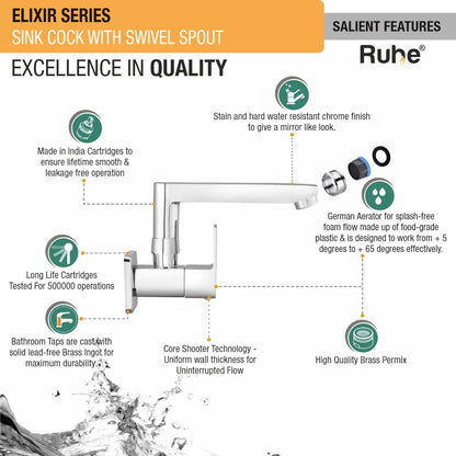 Elixir Sink Tap With Small (7 inches) Round Swivel Spout Faucet features
